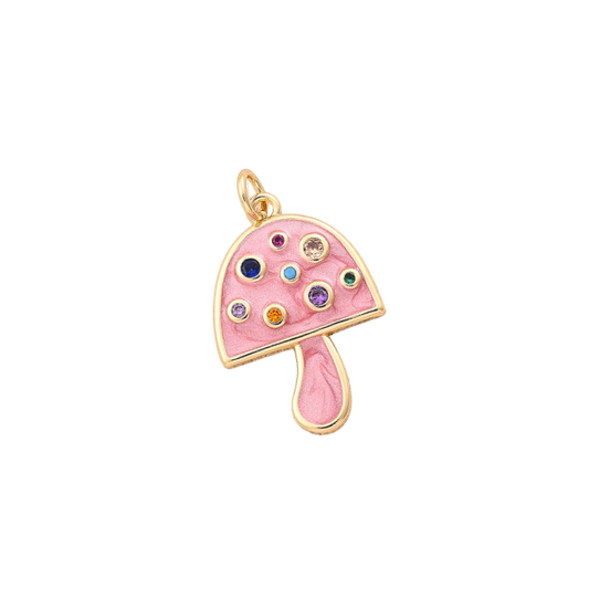 Mini Mushroom Pink Charm